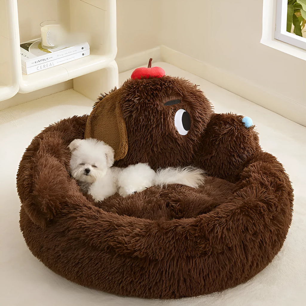 Plush high-sided sofa bed for small dogs and cats in medium or large size.
