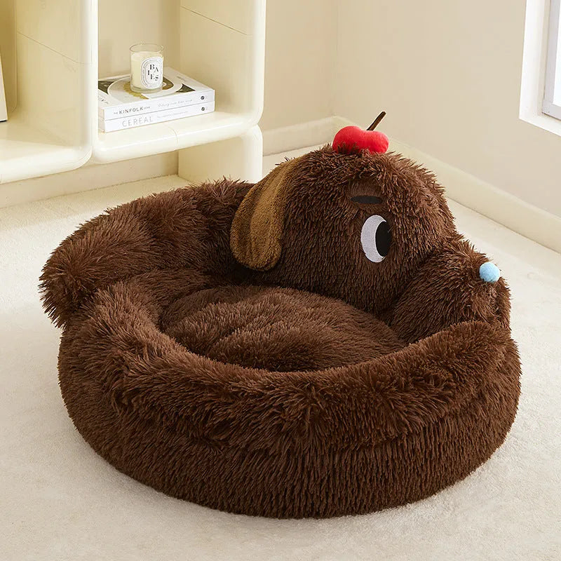 Plush high-sided sofa bed for small dogs and cats in medium or large size.