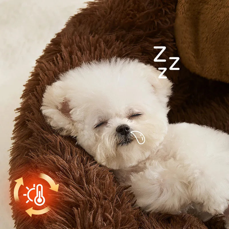 Plush high-sided sofa bed for small dogs and cats in medium or large size.