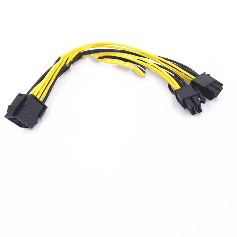 Graphics card power adapter cable with 8-pin female to dual 8-pin male connectors and 21cm oxygen-free copper wiring