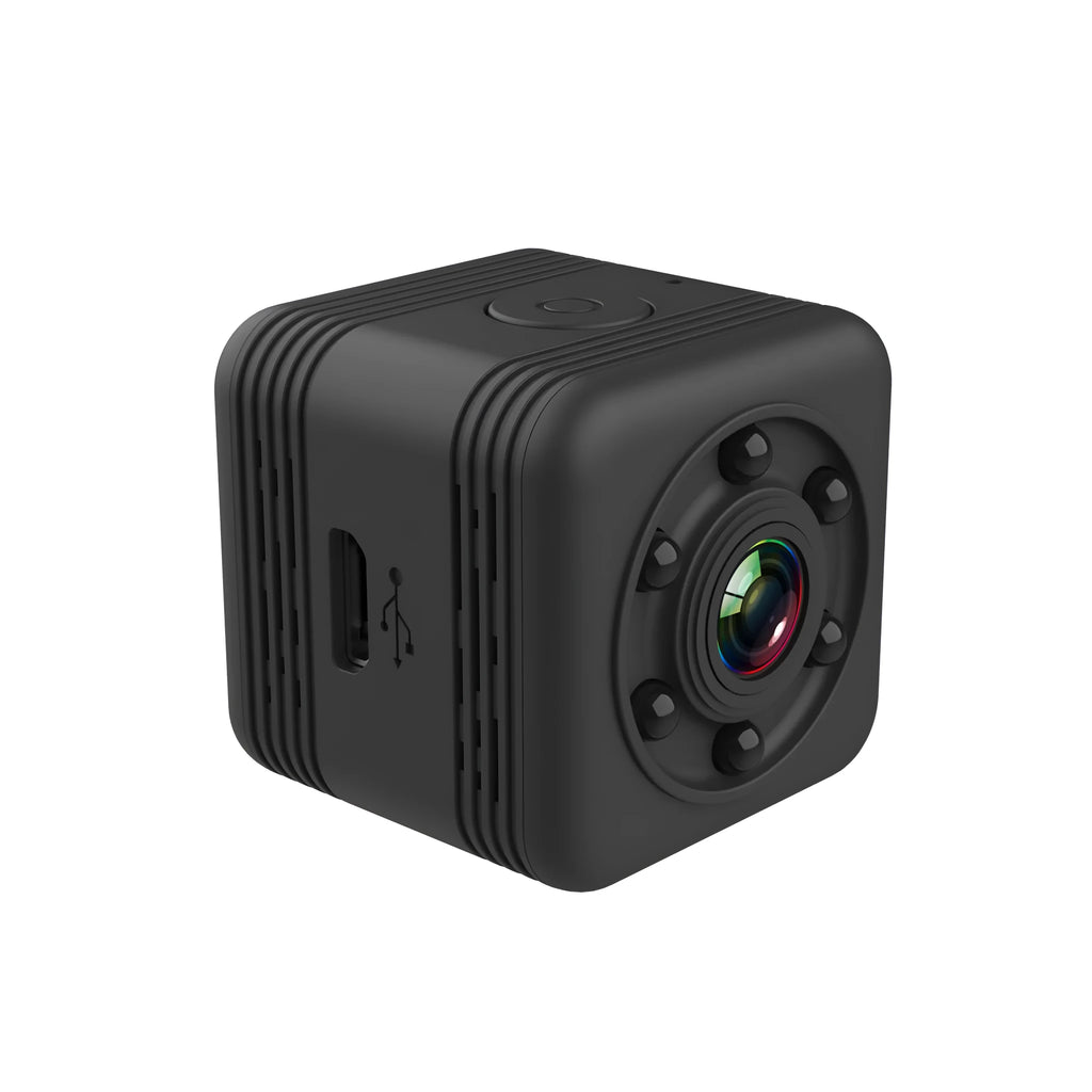SQ29 black waterproof sports camera with MicroUSB port for extended outdoor recording.