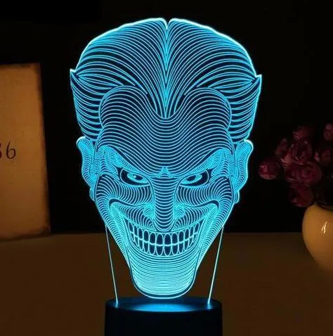 USB-powered acrylic 3D LED table lamp showing multiple colour display with remote control