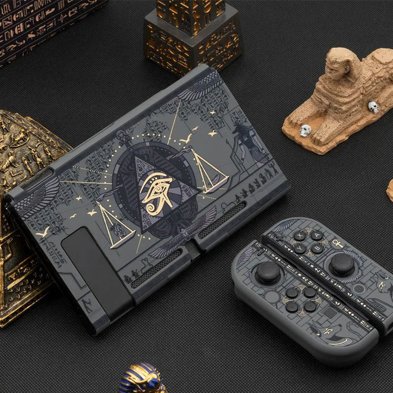 Mysterious Egypt Switch protective shell black hard cover with back grip on Nintendo Switch