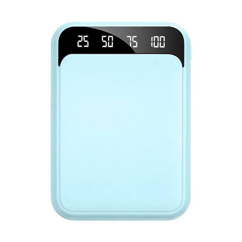 10000mAh mirror digital display power bank in black with LCD charging indicator