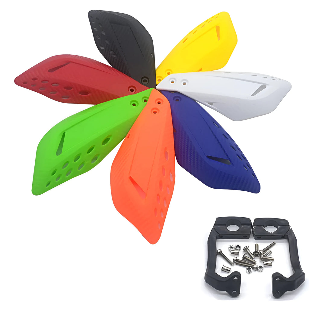 Pair of black motorcycle hand guards made from ABS and PC plastic for 7/8 inch handlebar