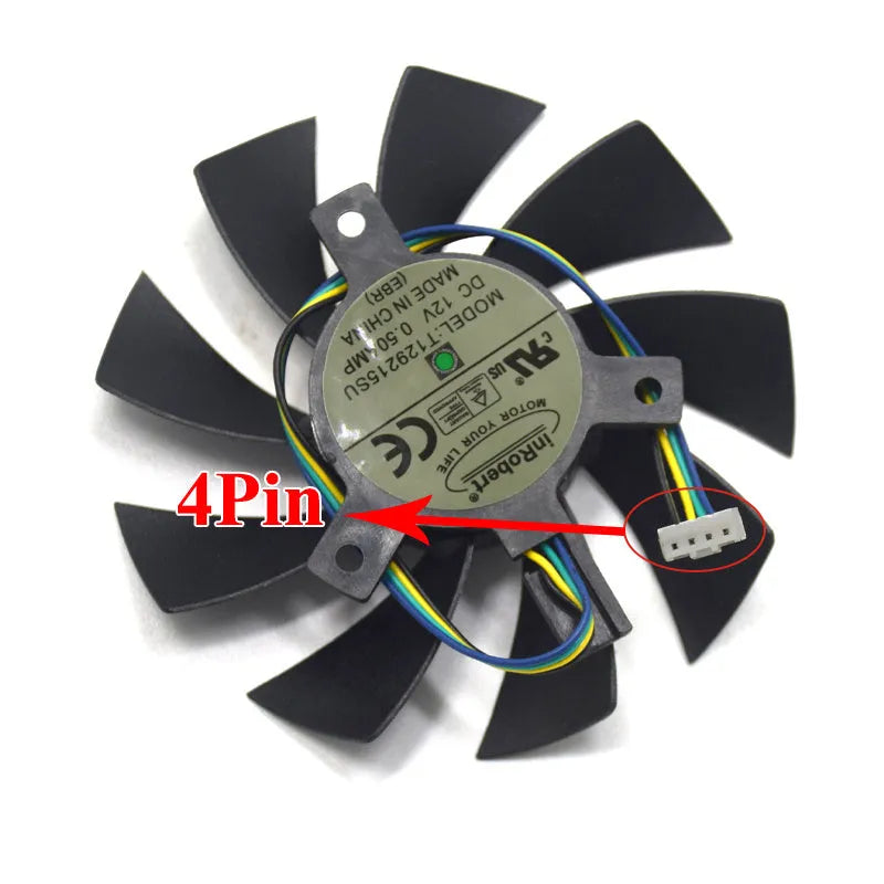 Black 85mm square PC cooling fan with four blades and a 4-pin power cable connector