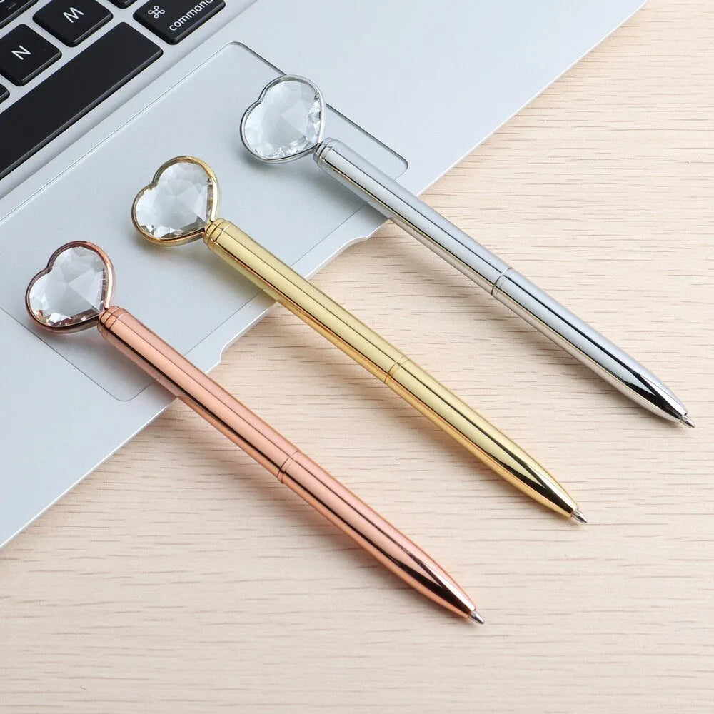 Creative Crystal Love Ball diamond metal pen in golden, rose gold, or silver colour