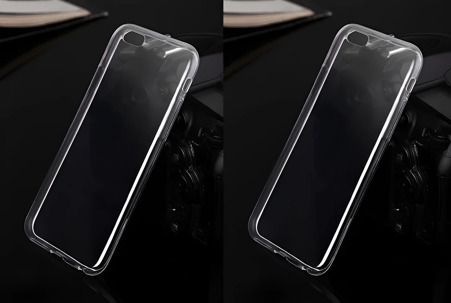 Transparent soft TPU mobile phone case on an iPhone, showing clear protection.