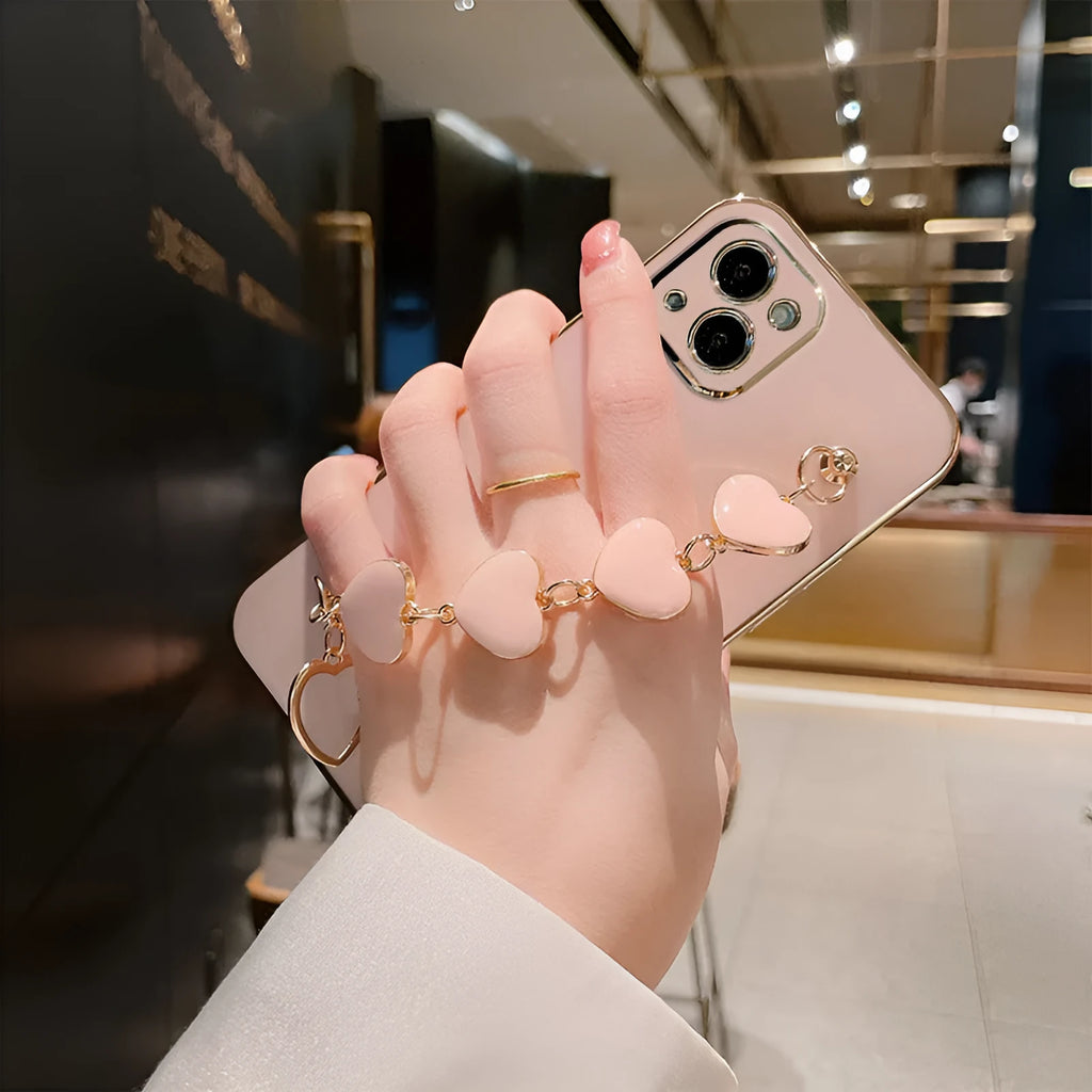 Silicone phone case with electroplated bracelet for Apple iPhone in butter green
