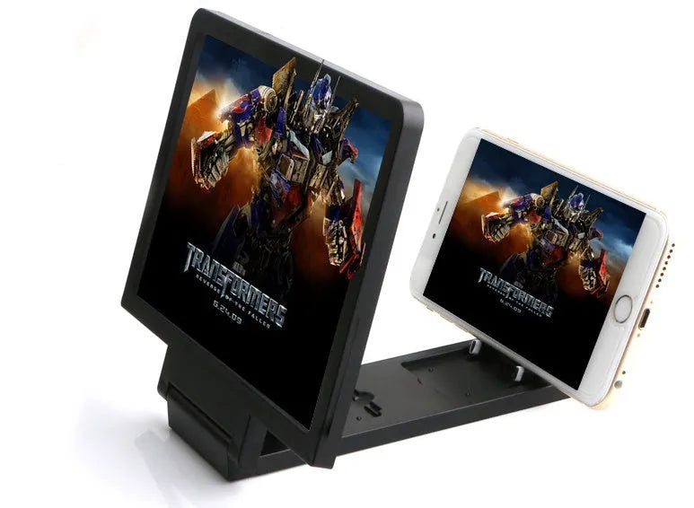 Portable screen amplifier for smartphones with 18cm by 12cm viewing area in black and white colour options