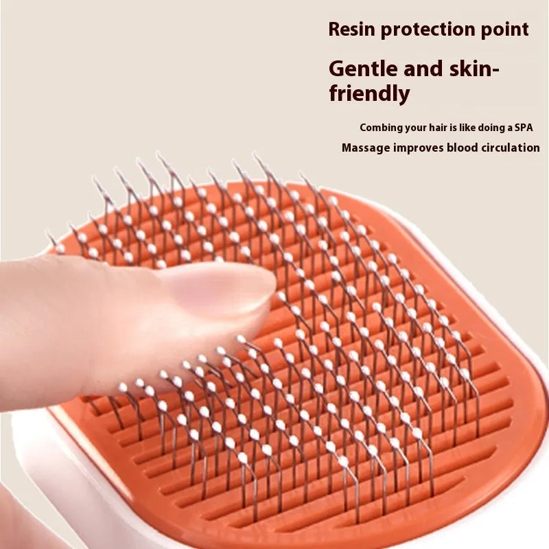 Pet automatic hair fading brush with stainless steel comb in white colour