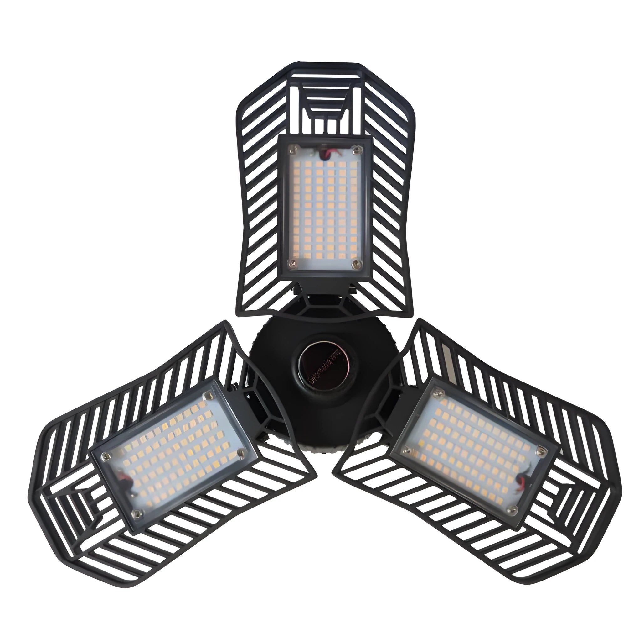 Waterproof industrial foldable garage lamp with aluminium body on a black mounting bracket