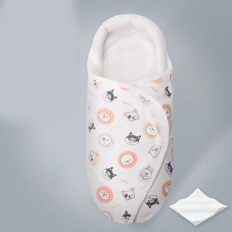 Pure cotton anti-startle baby swaddle in a 30x60 cm size showing one of eight print designs like Dinosaur or Starry Sky.
