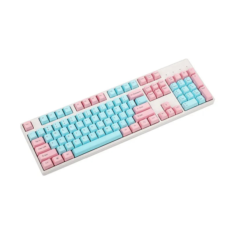Pink PBT mechanical keyboard keycaps with side-engraved legends in 1.5mm thickness