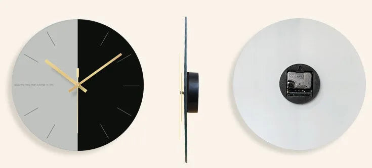 Transparent tempered glass minimalist wall clock with silent movement on a white wall.