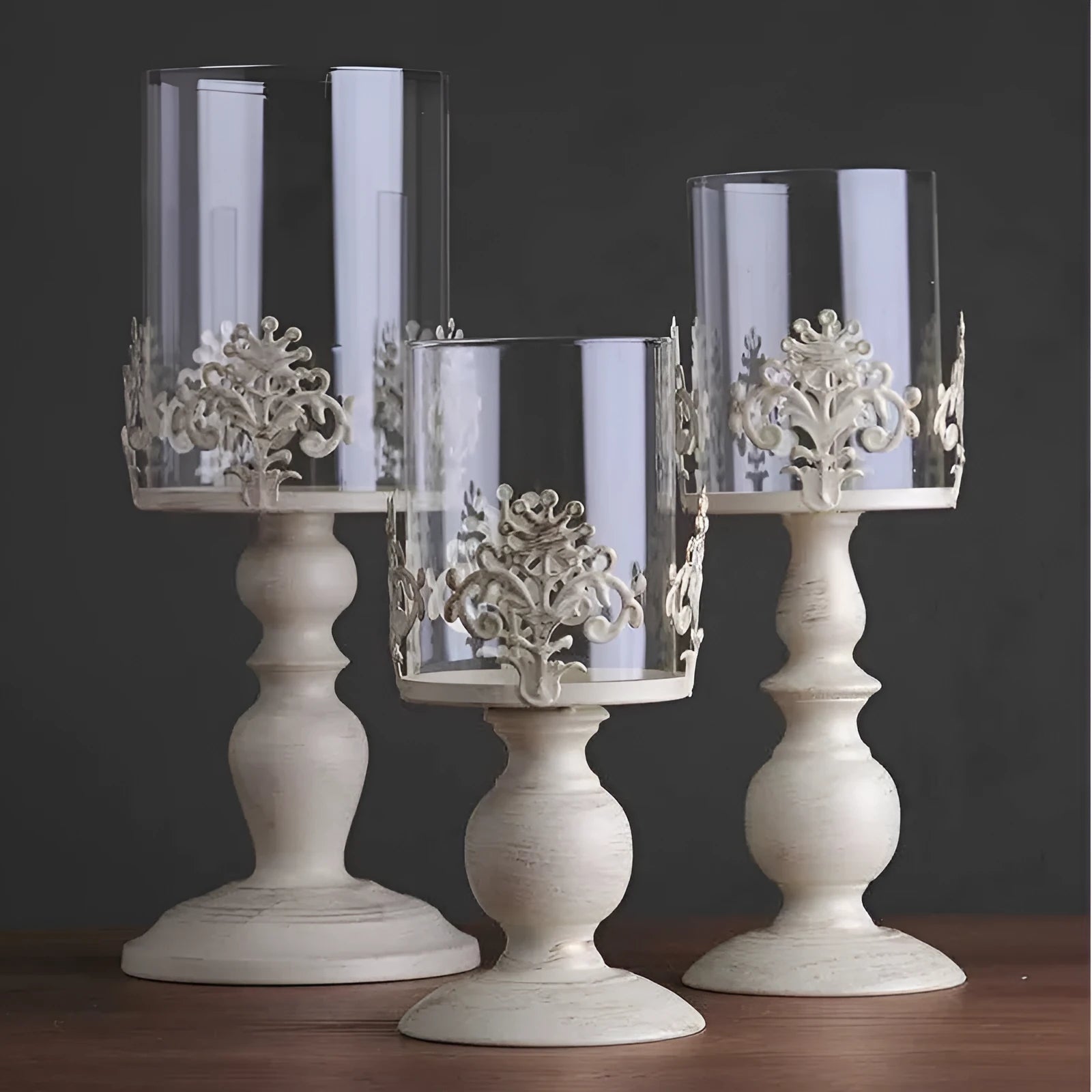 Strongwell iron candle holder cube stand with birdcage design, large 37cm, on a table
