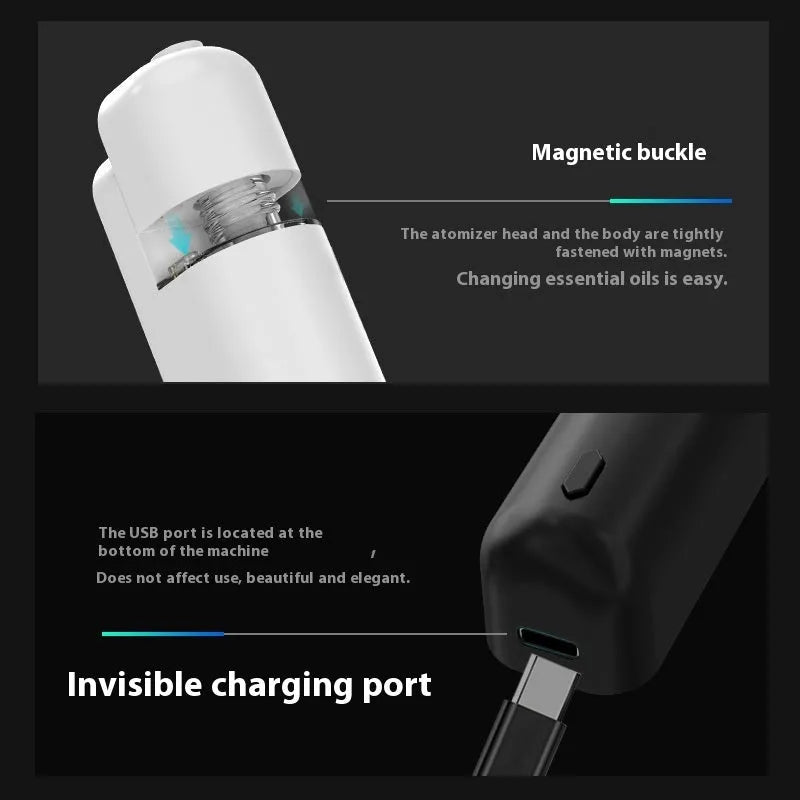 Automatic ultrasonic aroma diffuser in black, wall-mounted with single mist outlet, battery powered, 0.5L capacity
