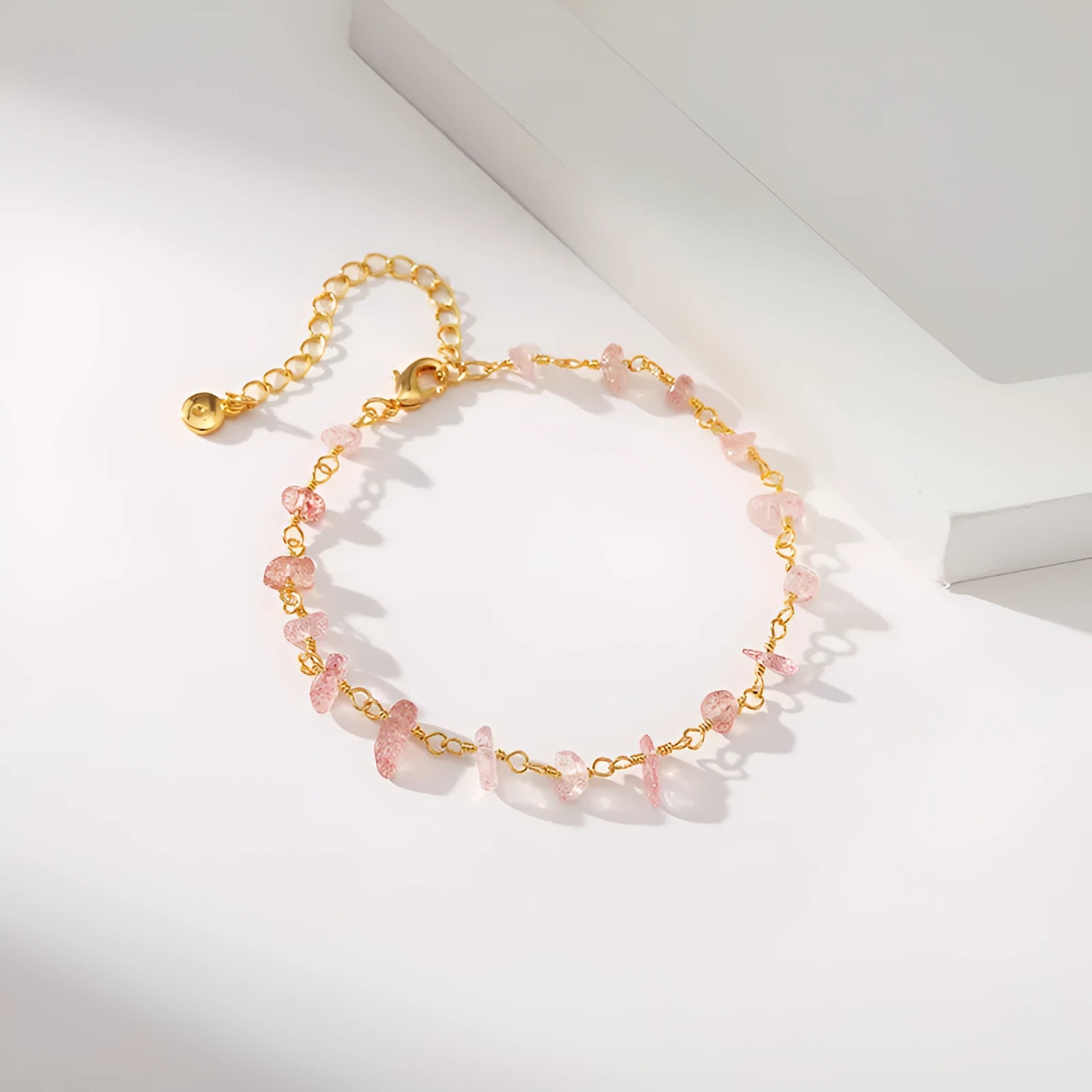 Geometric women's bracelet with irregular natural gravel turquoise stones on 18K copper band