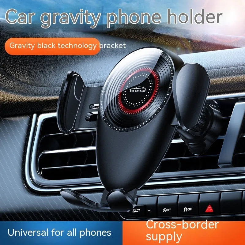 Black car mobile phone bracket mounted on car air vent for hands-free use