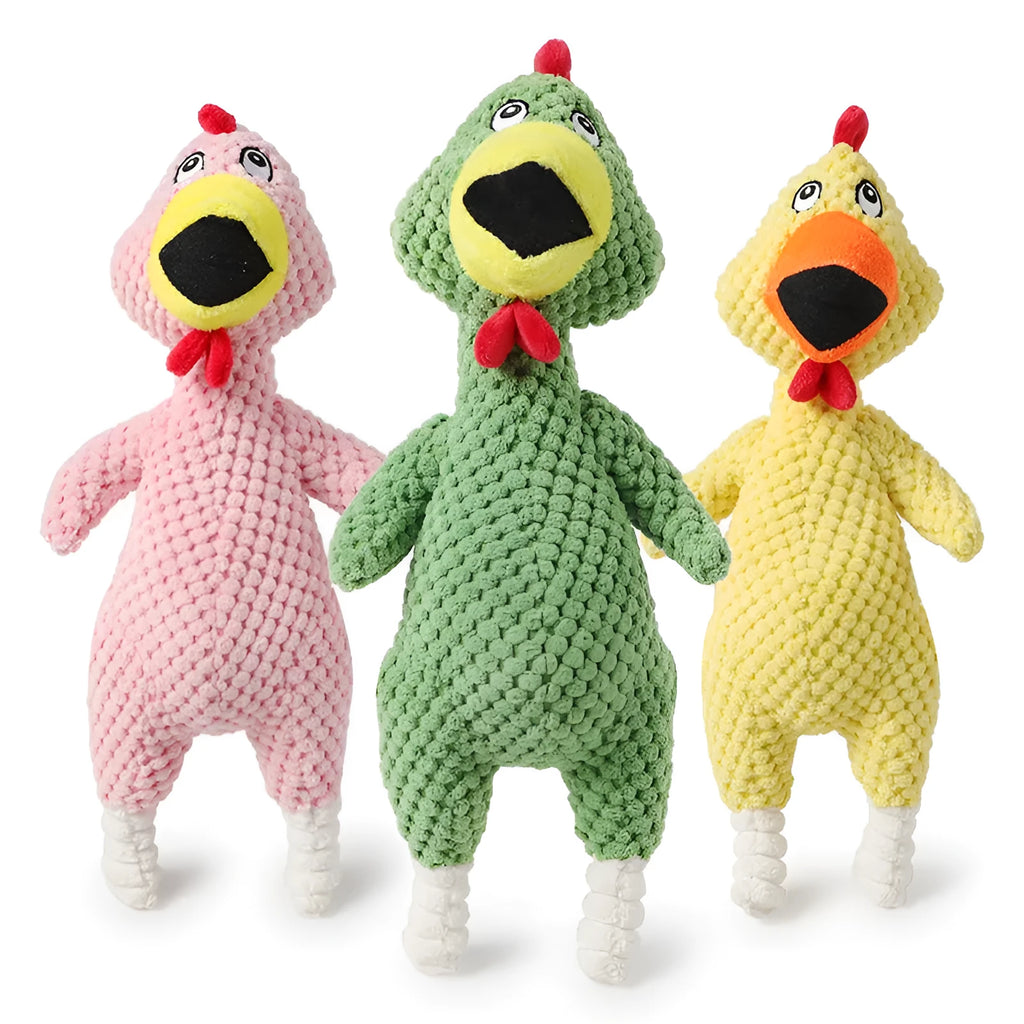 Soft pineapple velvet squeaky dog toy 35cm in pink, green, and yellow for small medium large dogs and cats