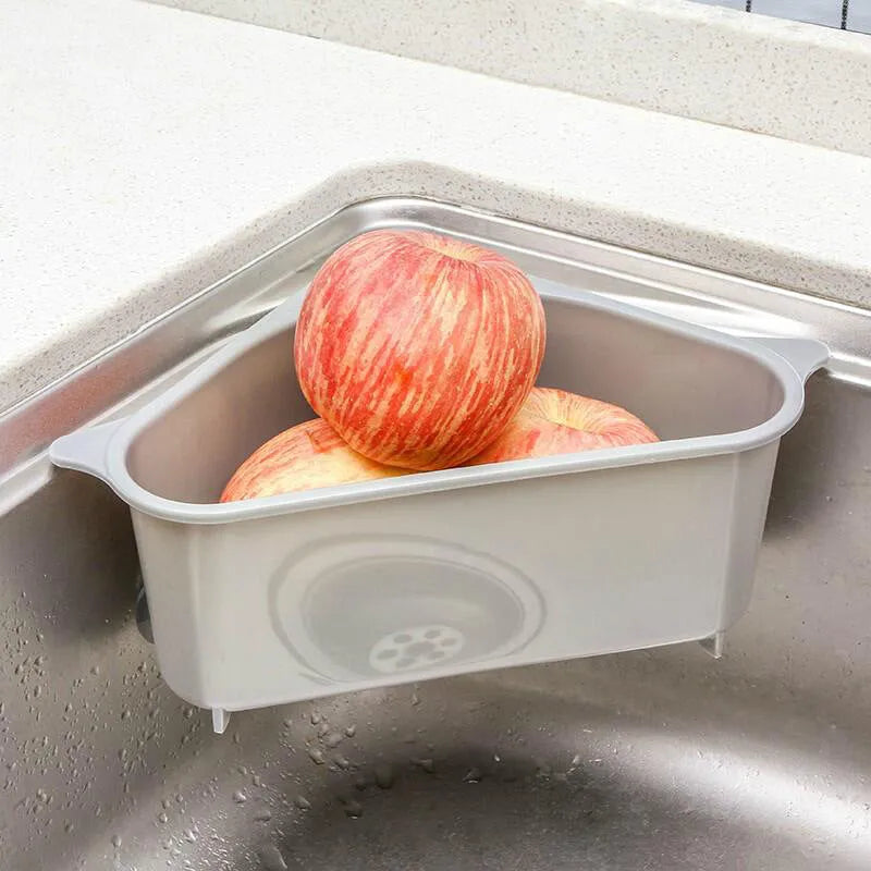 Triangle kitchen sink storage rack with hollow design for sponge drainage