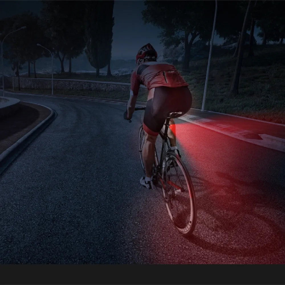 Black USB rechargeable smart brake sensing bicycle taillight with aluminium housing