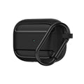 Carbon fibre pattern TPU protective case for AirPods Pro shown in black clamshell style