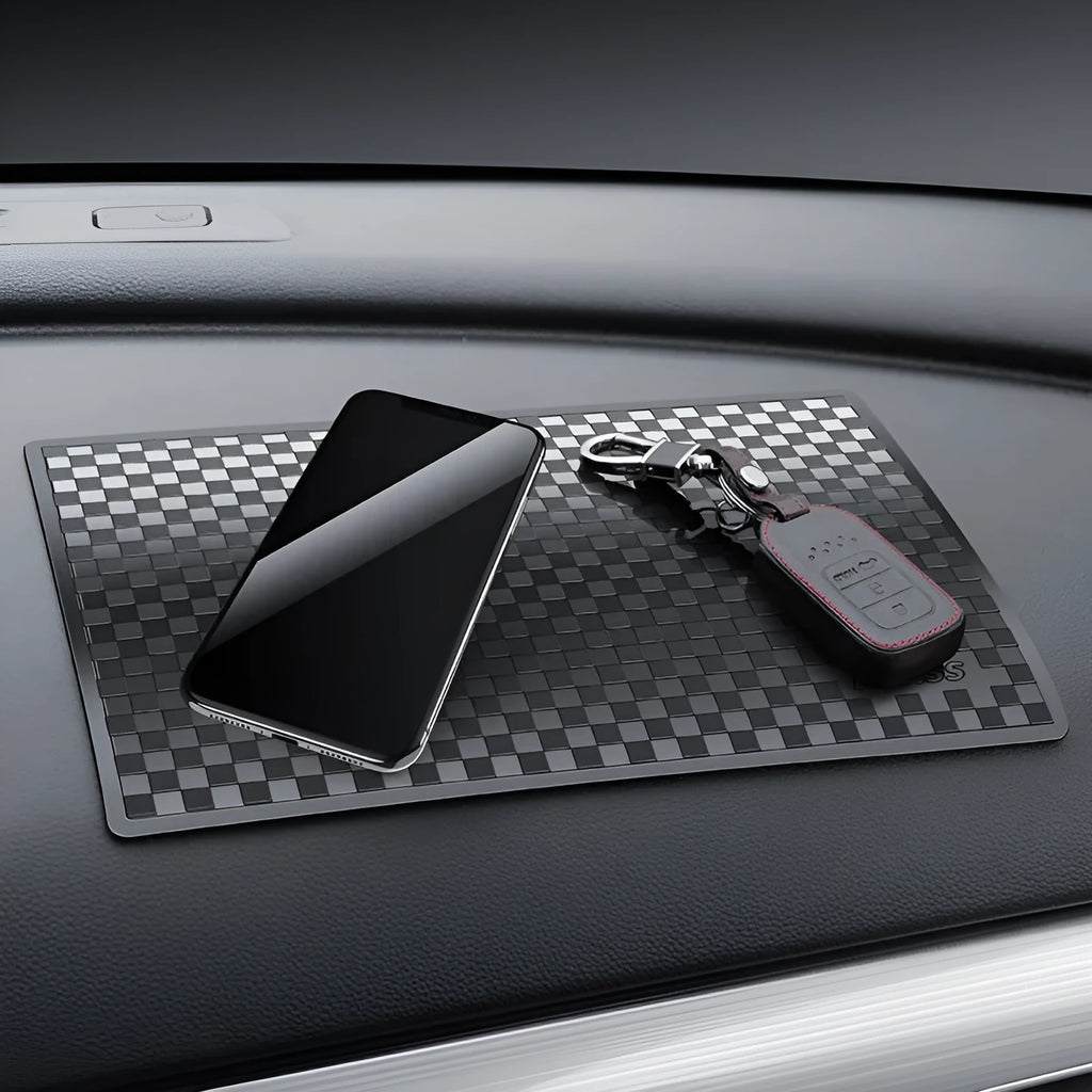 PU car dashboard anti-slip pad in Classic Black, high temperature resistant, textured surface for mobile phone