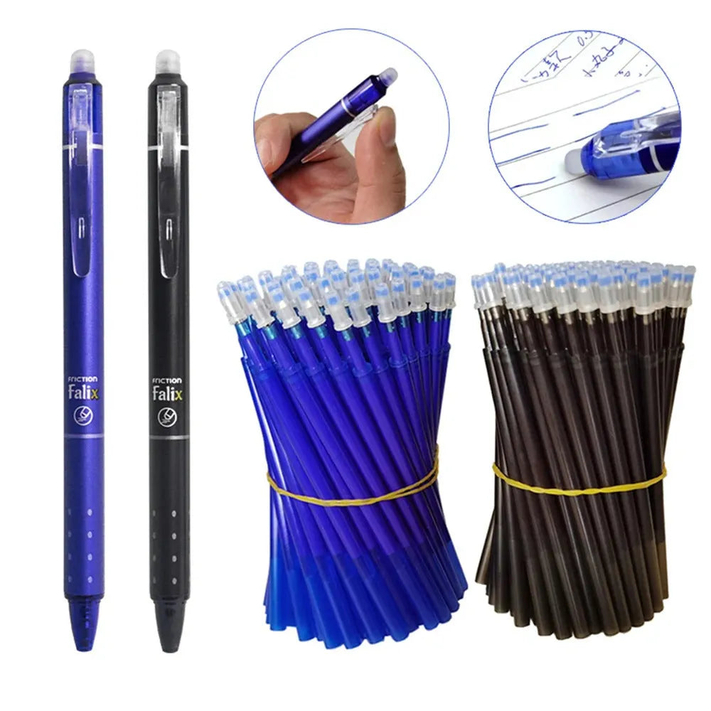 Hot Erasable Push Gel Pen with 0.5mm stainless steel nib in plastic casing.
