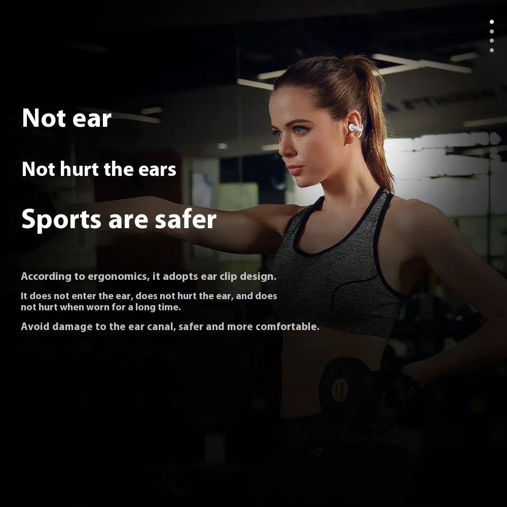 Clip-on true wireless Bluetooth headset sports non in-ear stereo earphone black white colour