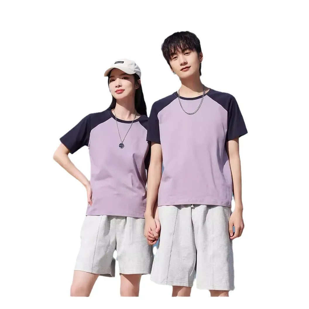 Cotton blend round neck t-shirt work clothes printing pullover in loose fit with multiple colour options