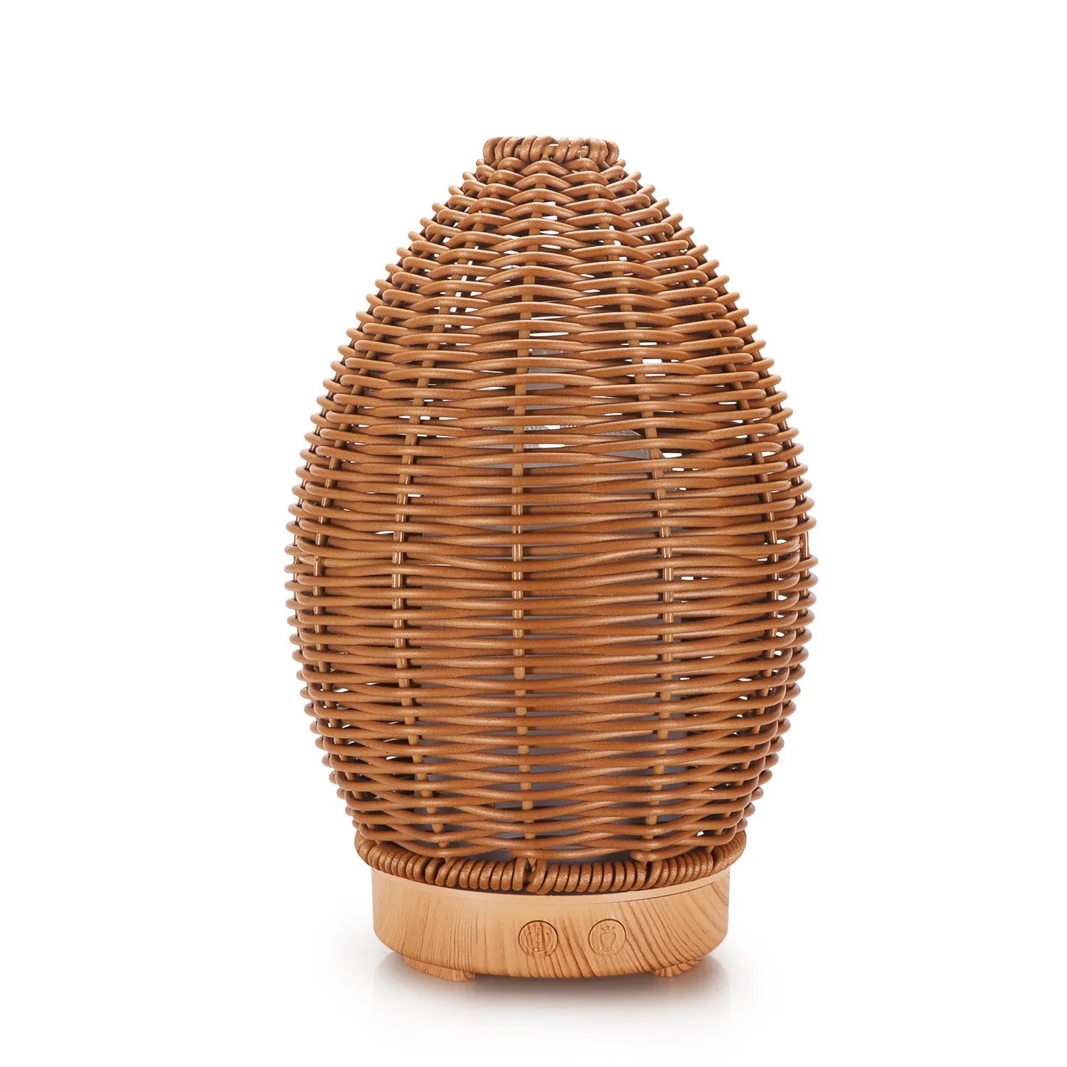 Hollow rattan aroma diffuser with light wood grain base, 100ml capacity for essential oils