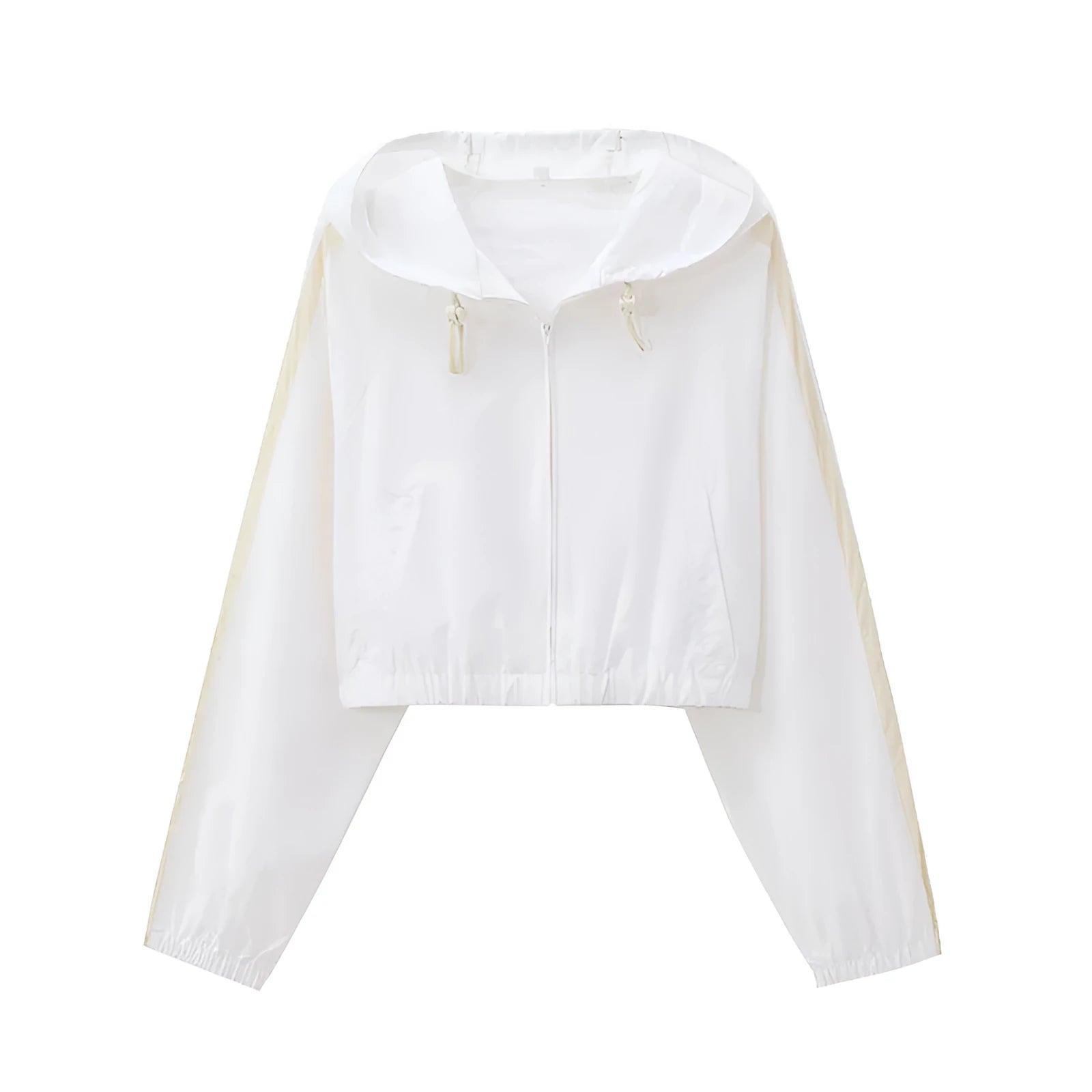 Women's hooded loose fit long sleeve sunscreen top in picture colour, polyester fabric, Asian sizes XS-L