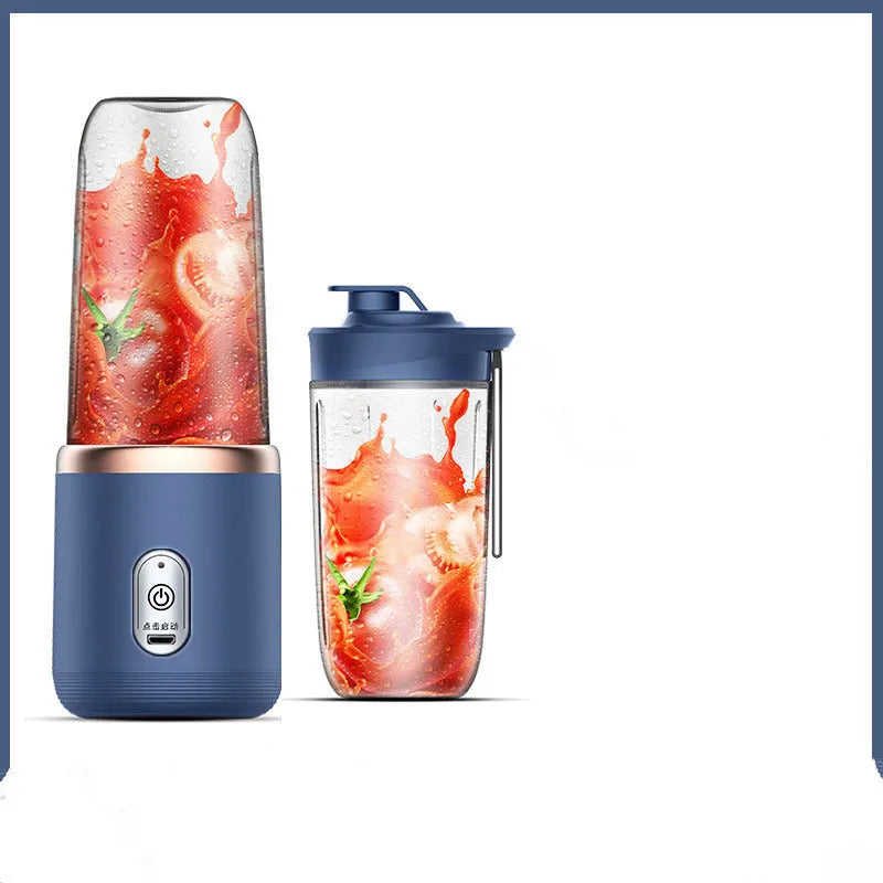 Tunisian dark blue portable USB juicer blender with six blades and 400ml cup.