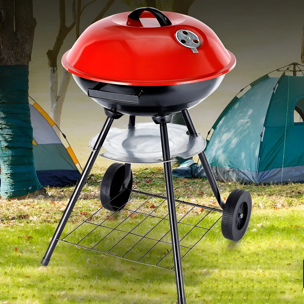 Portable minimalist barbecue oven with a 14-inch Apple stove style iron grill.