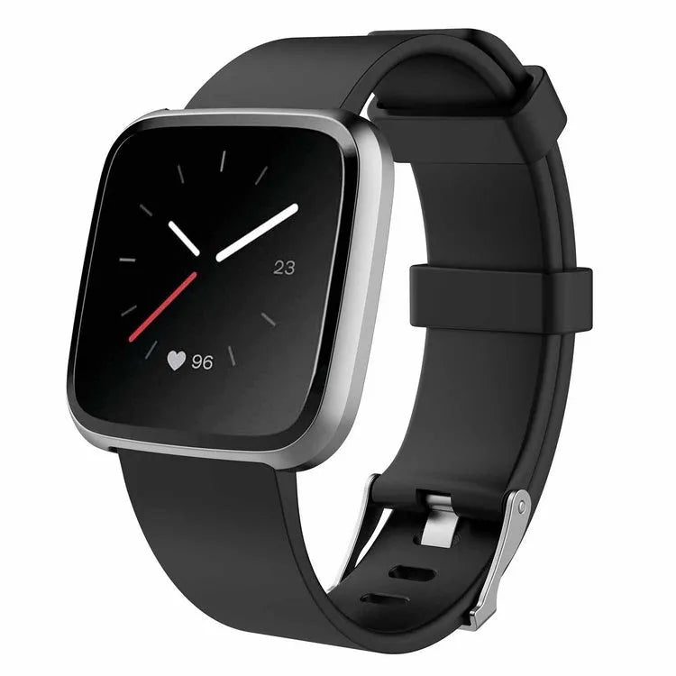 Fitbit Versa Lite replacement TPE wrist strap in multiple colours showing small and large sizes.