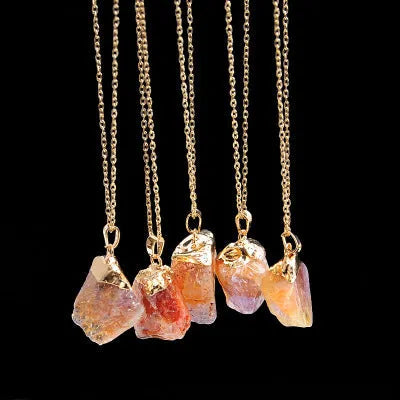Crystal pendant necklace made from natural stone and dye, adjustable circumference 51-80cm, unisex style