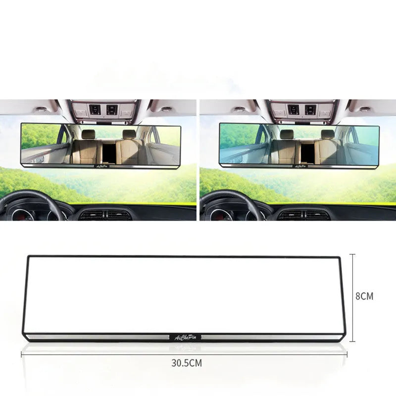White high definition glass interior rearview mirror with ABS cover, 305x80mm