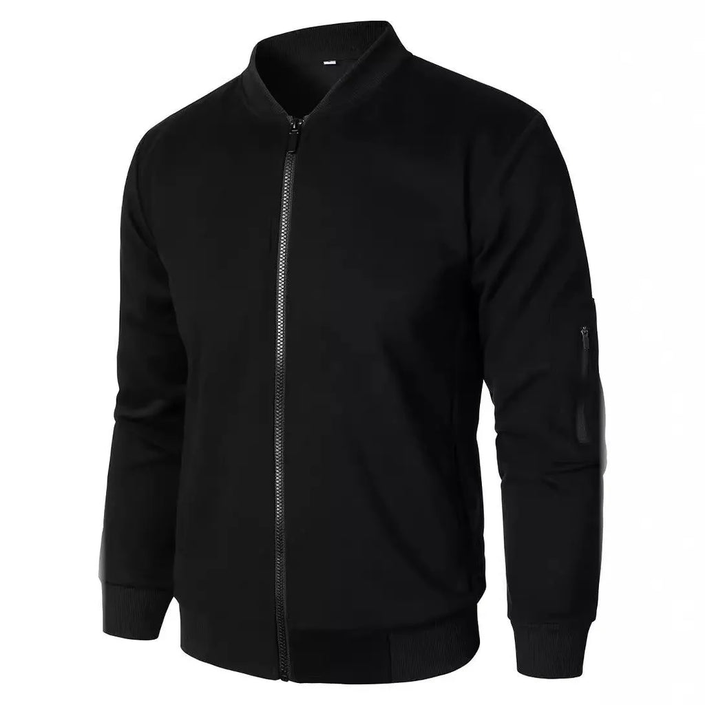 Men's loose fit knitted jacket in a cotton blend, shown in black, grey, or blue colour options.