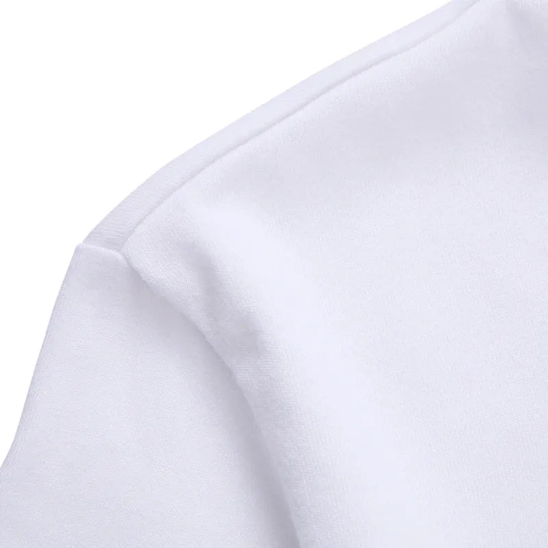 Men's white short-sleeve slim fit T-shirt with round neck, milk silk and 78% polyester, sizes XS to 4XL