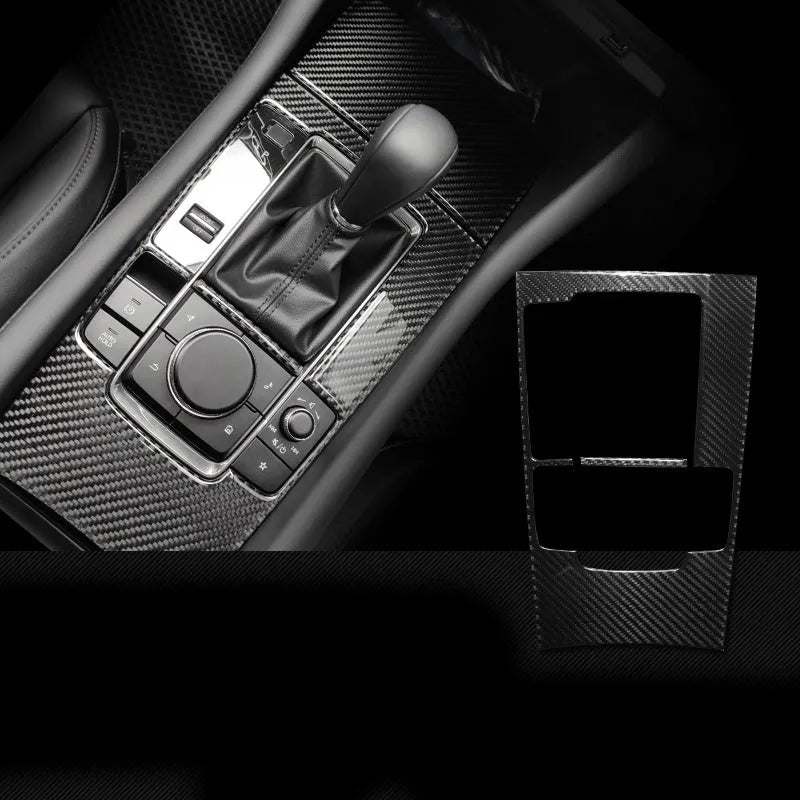Real carbon fiber car gear patch semi-soft 3mm thickness with PU resin composite for right-hand drive interior