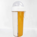 Double tube plastic water bottle in blue with two drinking tubes, 420ml size