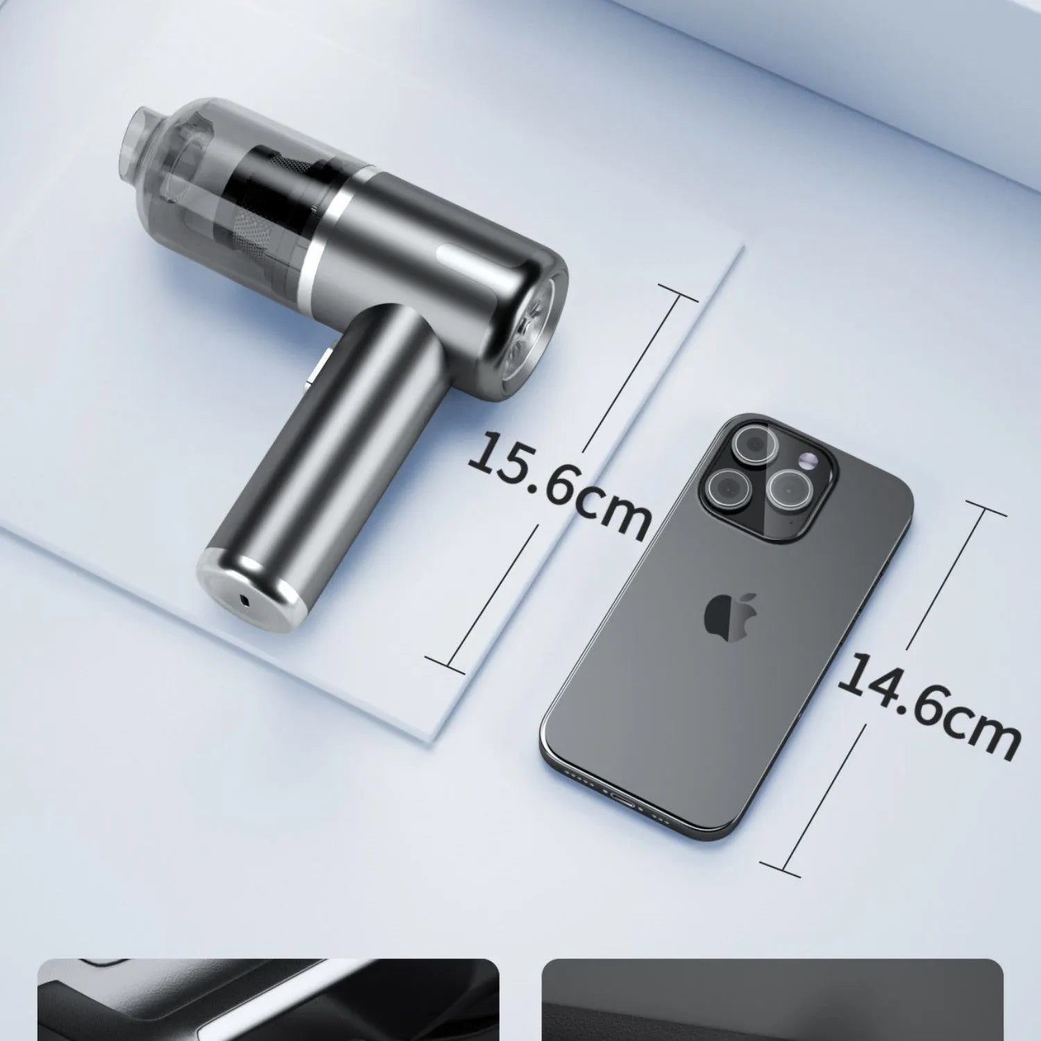 Wireless charging handheld vacuum cleaner with brush attachments on car seat