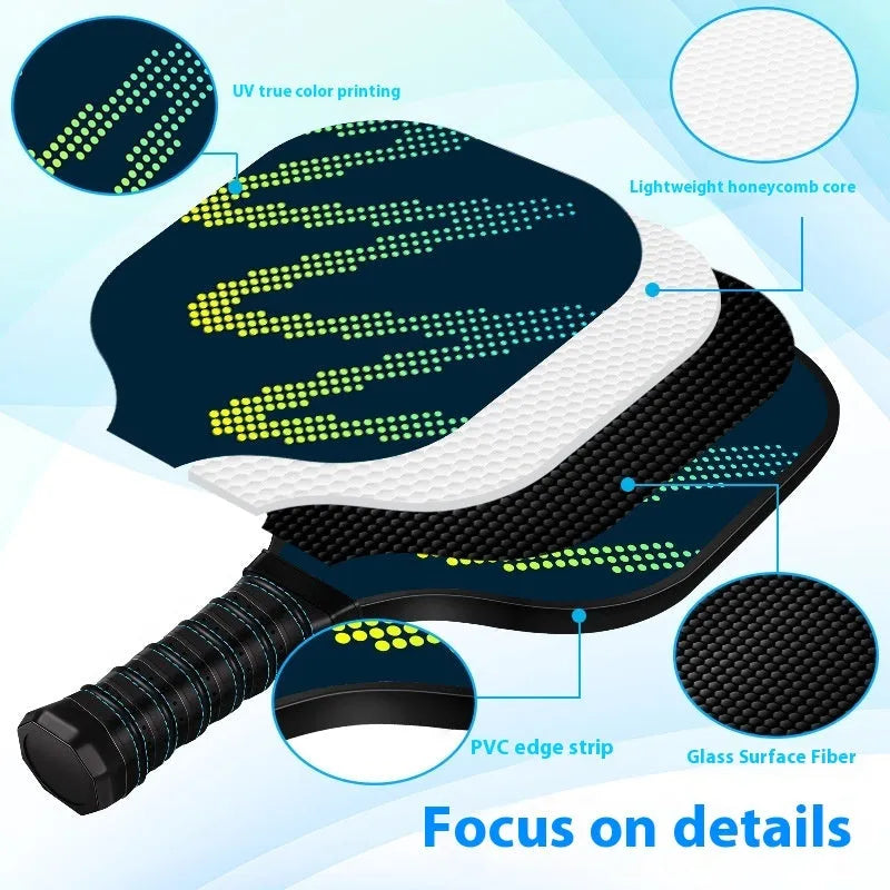 A high-density fibreglass outdoor table tennis racket with a classic paddle shape on a plain background.
