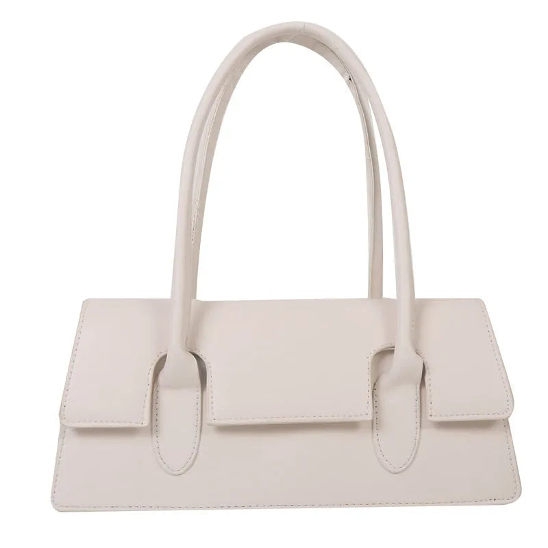 Women's retro-style square shoulder bag in PU leather with single strap and document pocket