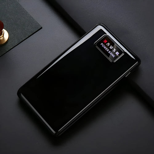 C9 DIY 18650 power bank case in black and white, showing six battery slots and dual USB ports.