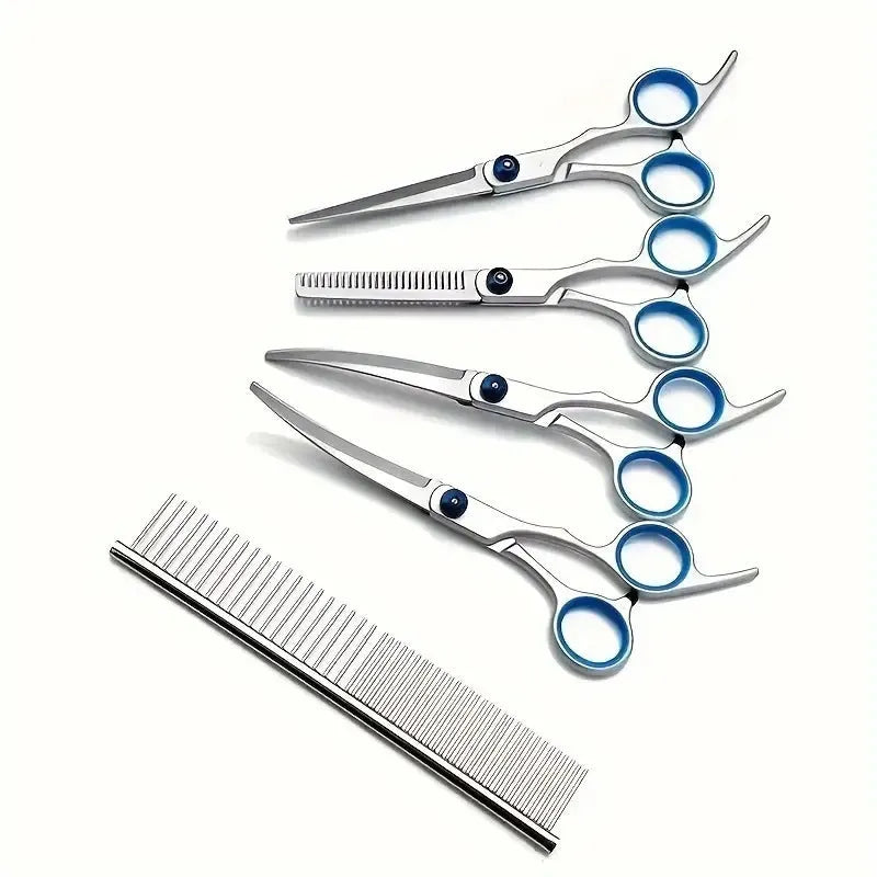 Portable home pet scissors beauty tools set with multiple metal grooming scissors for dogs