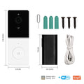 Smart home WiFi video doorbell camera with two-way audio intercom and rechargeable lithium battery on a white background