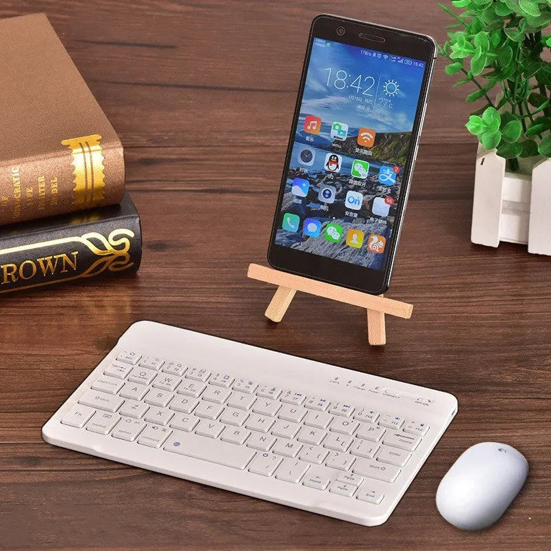 Mini Bluetooth wireless keyboard in black or white colour with 10-metre range and 44-hour battery life