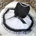 Black lightweight pet clothing made of vinylon for spring and summer, showing a dog in the garment